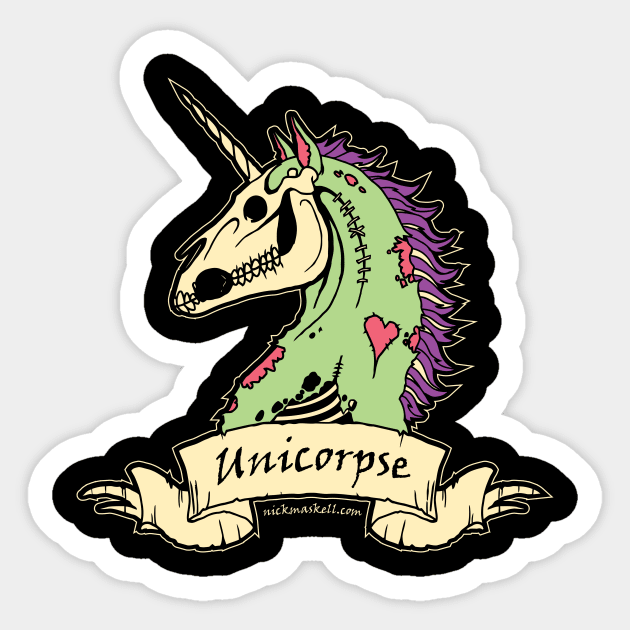 Unicorpse Full Color Sticker by Nick Maskell Designs